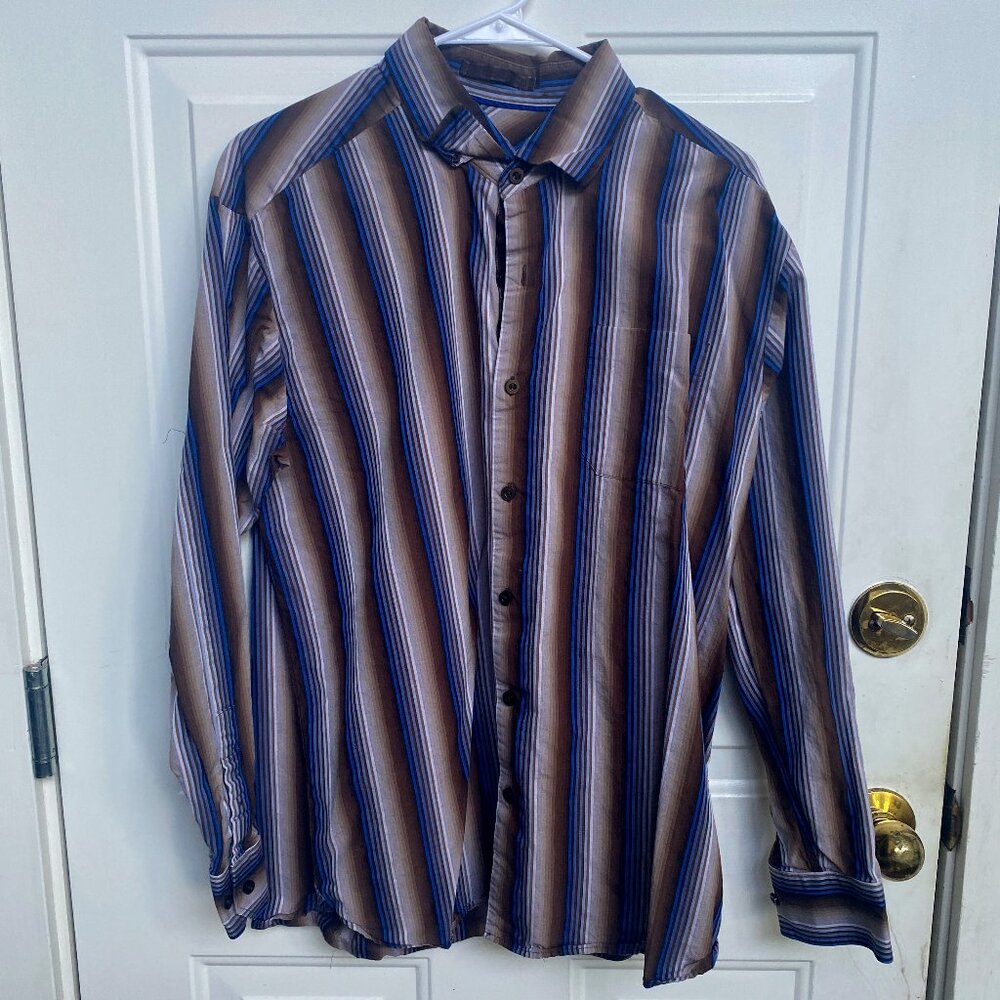 Tommy Bahama Men’s L Brown Blue Long Sleeve Button Down Shirt
